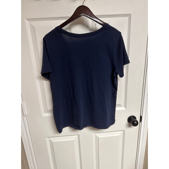 XL Navy Blue Short Sleeve Cotton V-Neck Tee Shirt - Picture 2 of 2